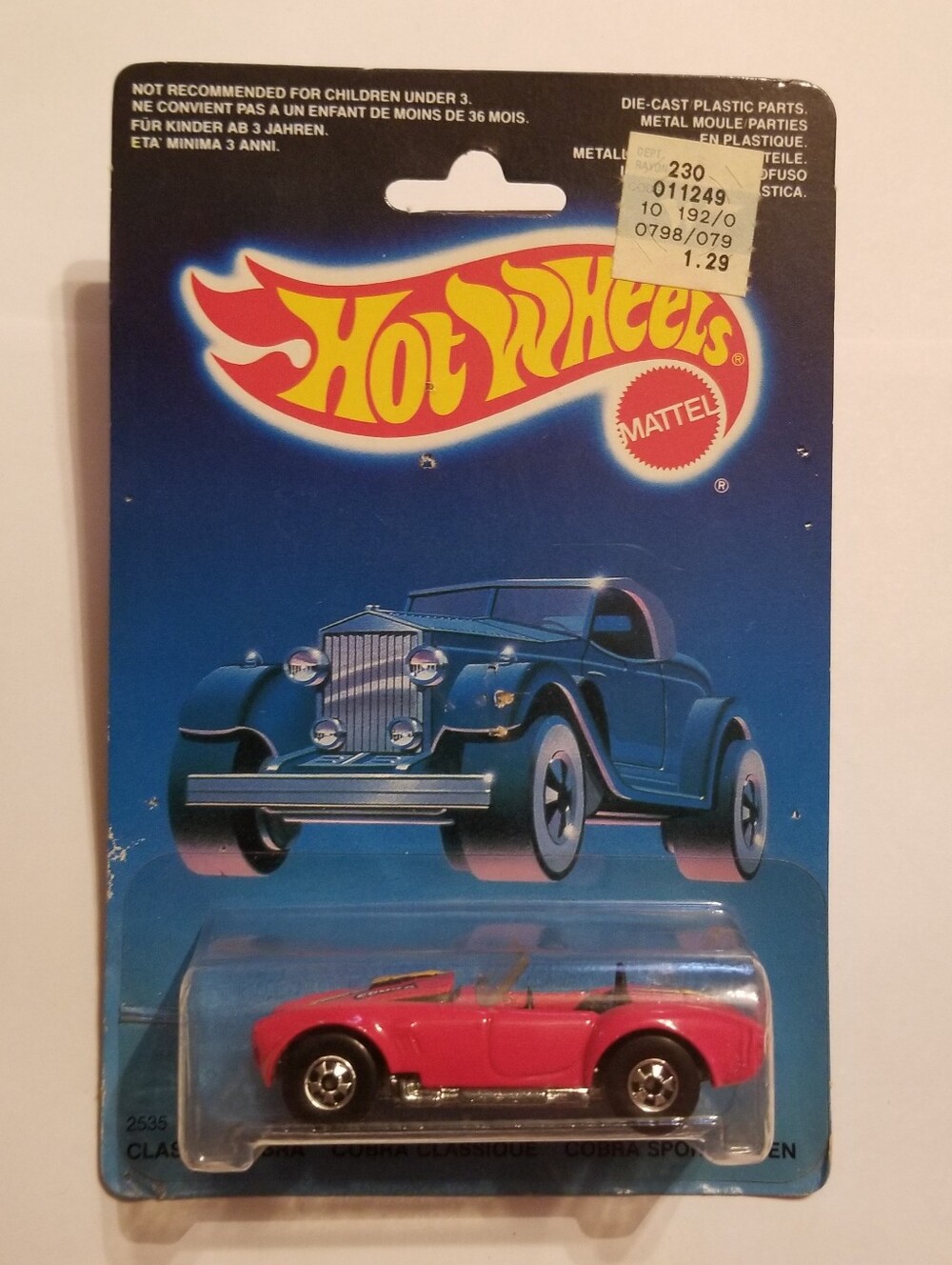 Red Classic Cobra Convertible Hot Wheel Car Unopen